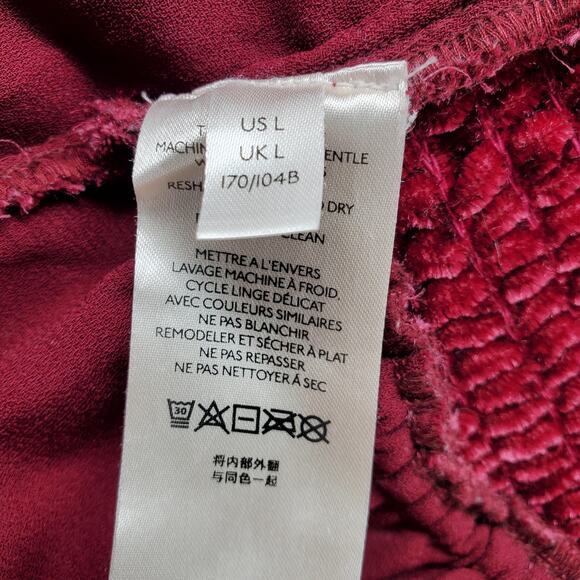 Free People Women's Large Marie Velvet Open Back Top Pomegranate Red Pre-Owned - Picture 5 of 7